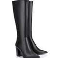 Women's black leather tall heeled fashion bootsWomen's black leather tall heeled fashion boots