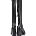 Women's black leather tall heeled fashion boots