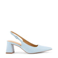 Women's pale blue leather slingback block heels