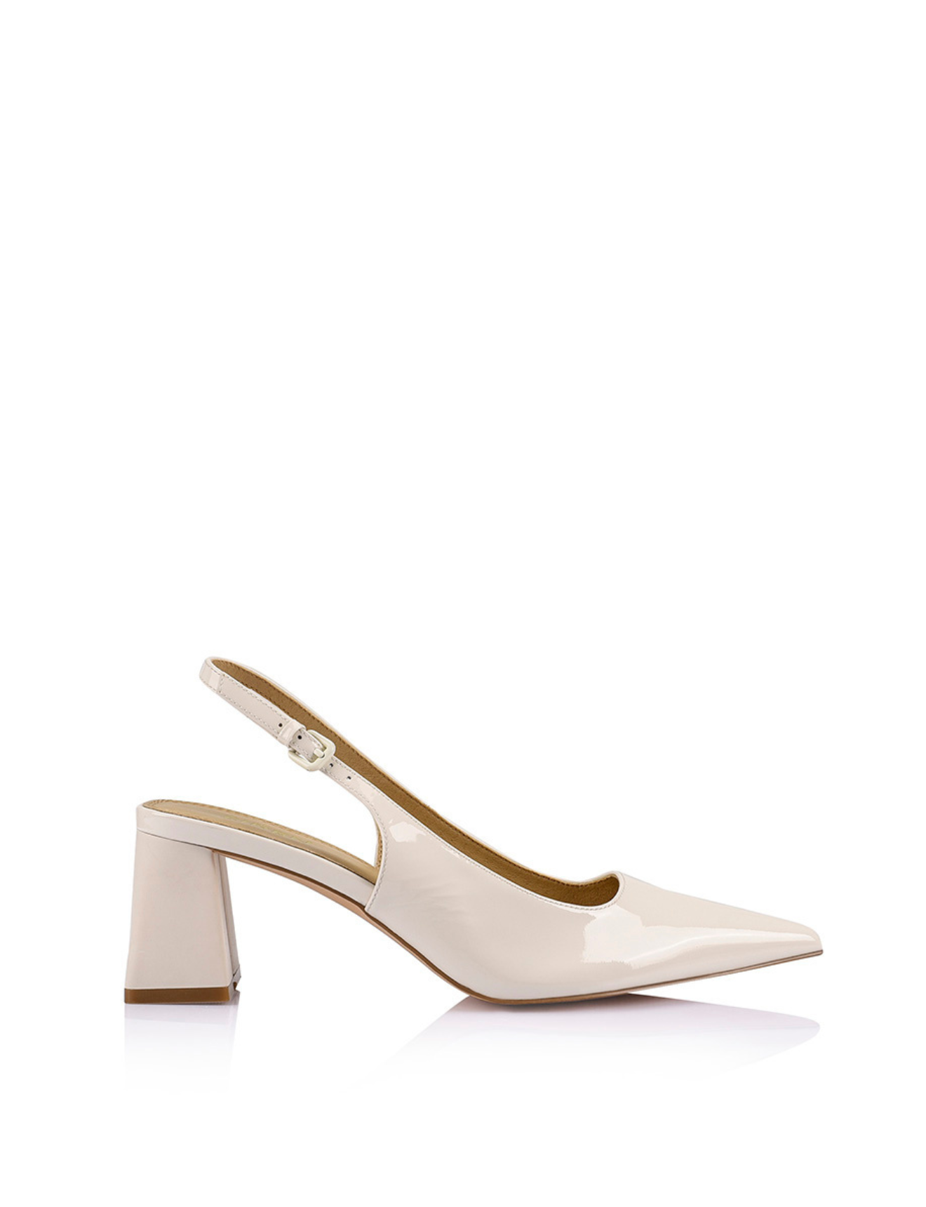 Yarra Pointed Toe Slingbacks - Chalk Patent Leather