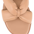 Women's tan almond leather flat slide for summer