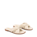 Women's beige leather flat slide for summer