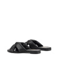 Women's BLACK leather flat slide for summer