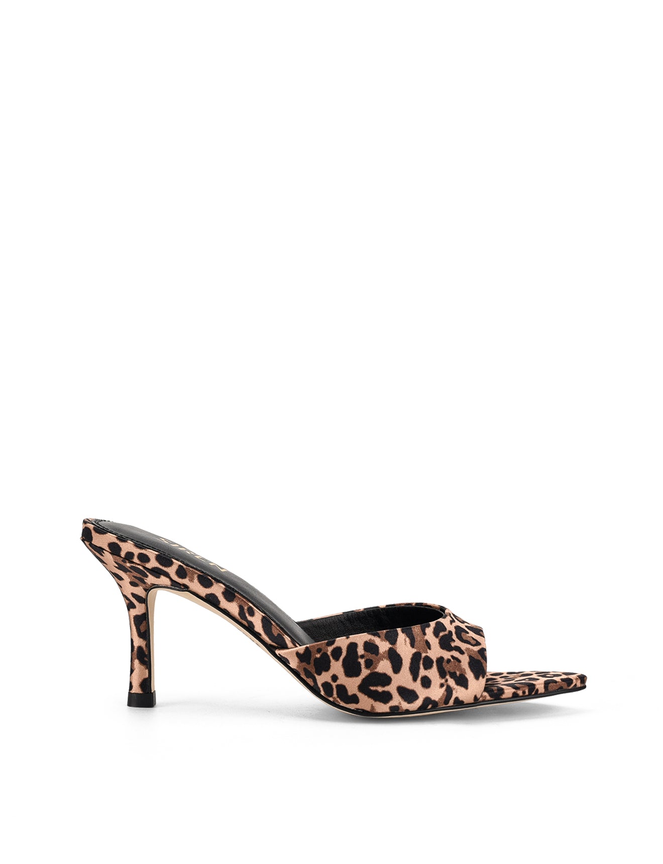 Women's leopard satin open toe pointed stiletto nmule