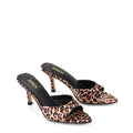 Women's leopard satin open toe pointed stiletto nmule