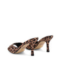 Women's leopard satin open toe pointed stiletto mule