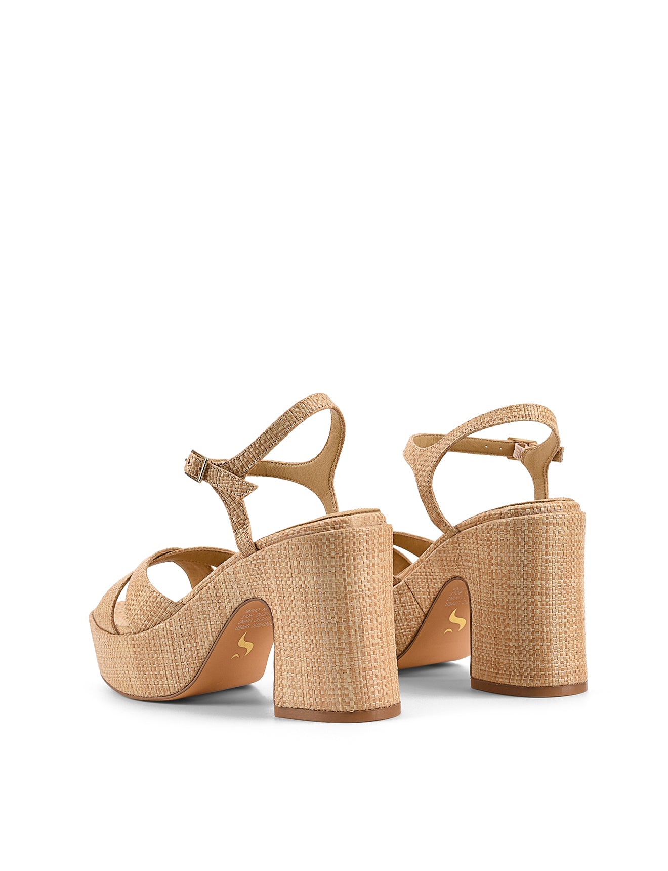 Women's natural raffia platform strappy sandal