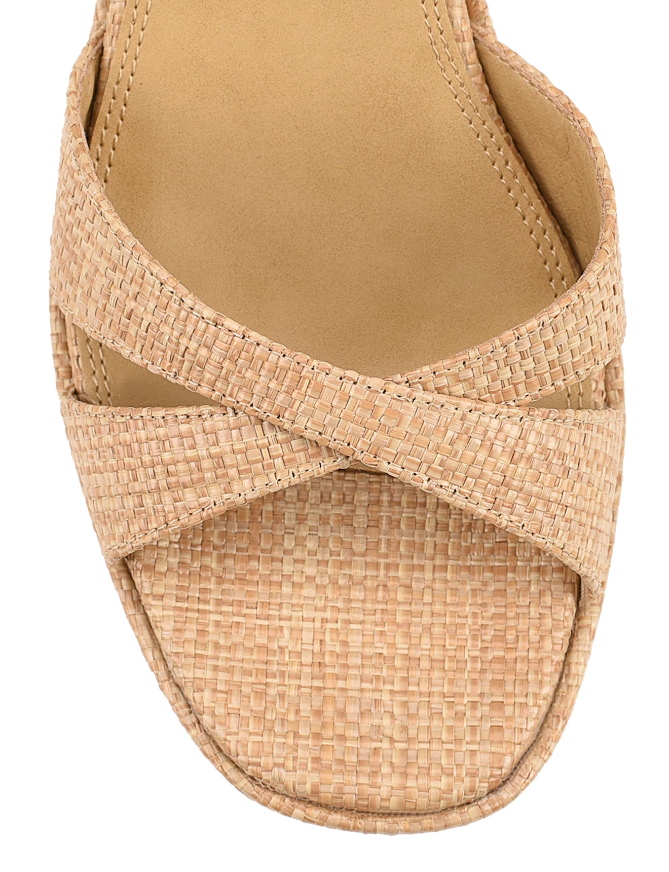 Women's natural raffia platform strappy sandal