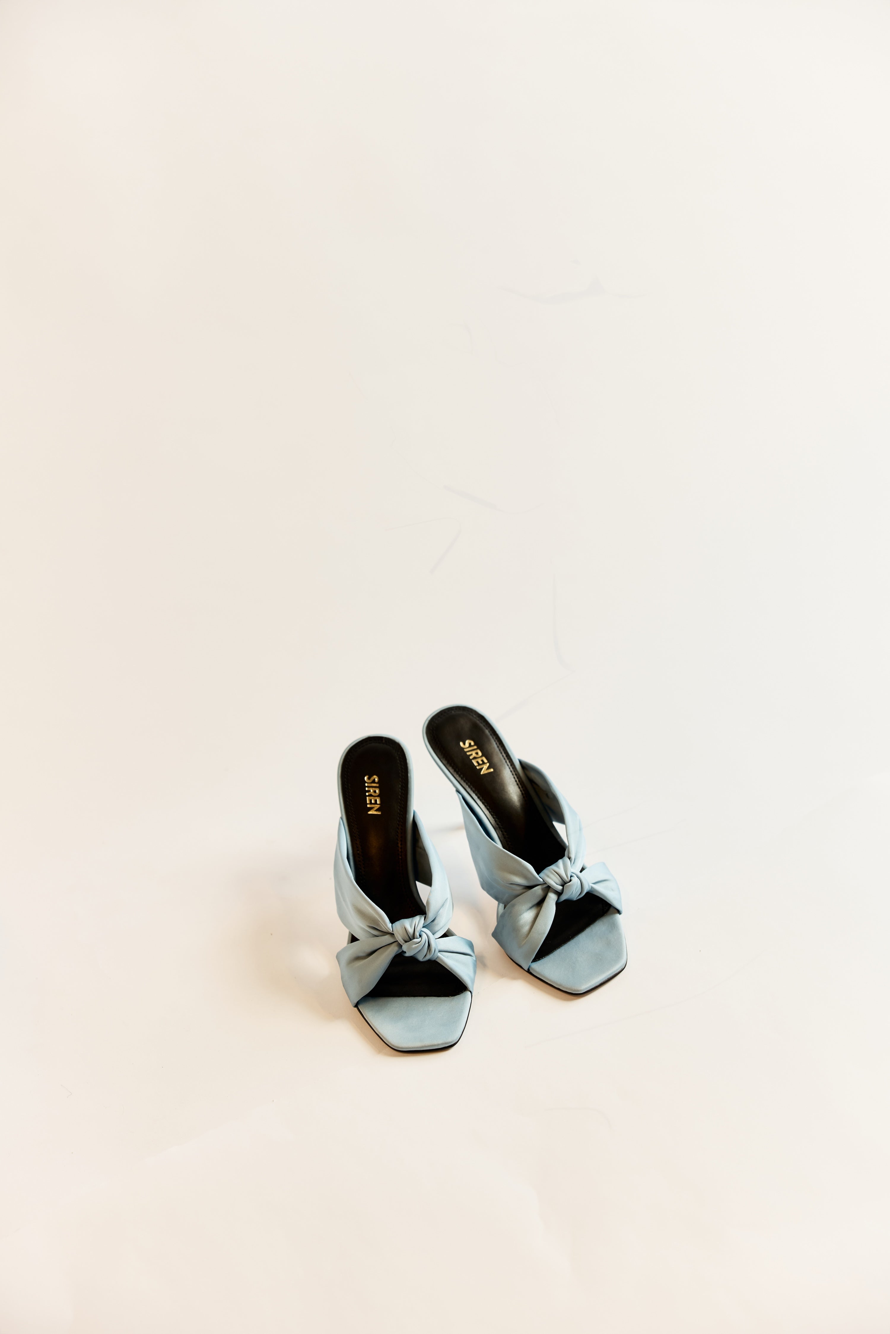 Nicola Satin Knot Mules - Blue Satin