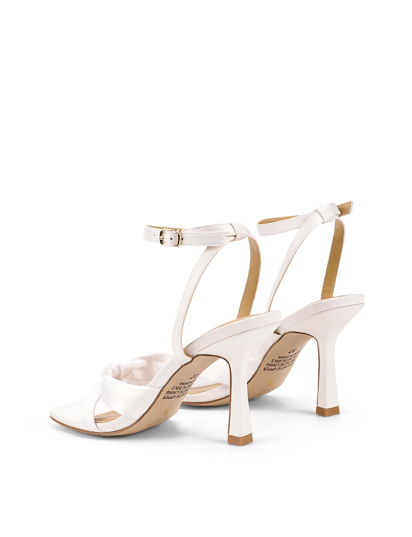 Women's white ivory satin strappy stiletto heel