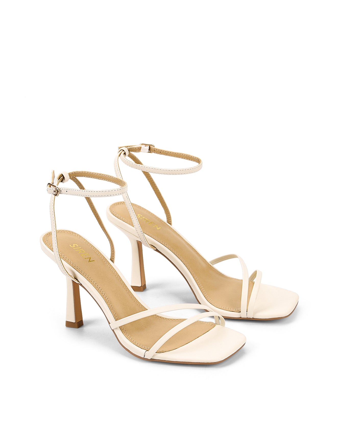 Sprinkle Strappy Heels - Chalk Leather