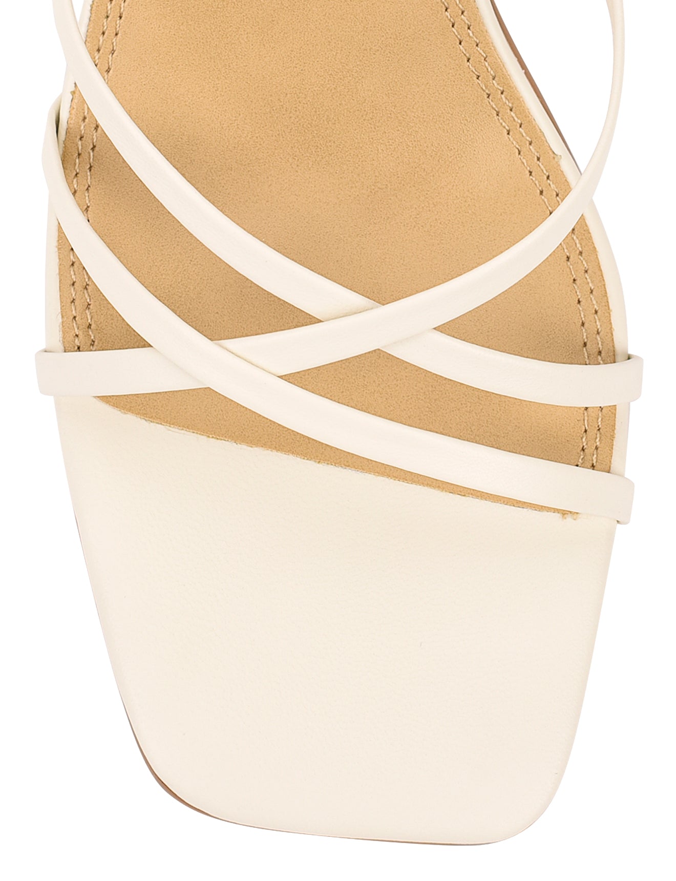 Women's chalk white leather strappy block heels