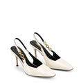 Women's white patent point toe stiletto slingback