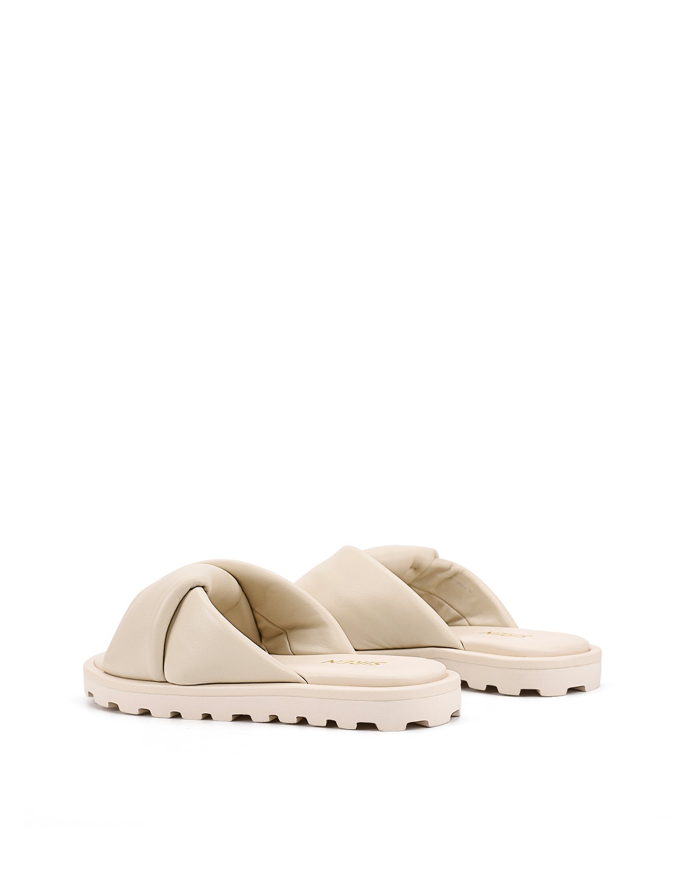 Womens soft beige leather slide 